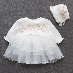 Lace Gauze Embroidery Baby Dress Spring Autumn Long Sleeve Party Princess Girls Dresses Infant Clothes