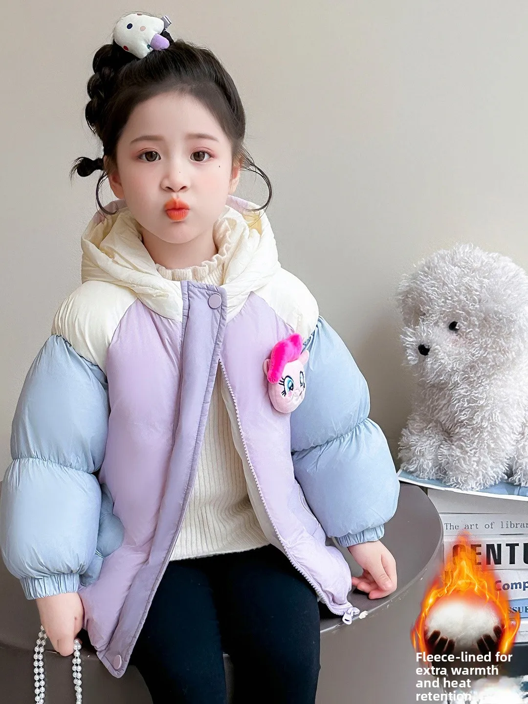 

Girls Thiened down Cotton Jaet Winter Clothes Casual Warm Coat Children's Faionable Leisure Winter Outerwear