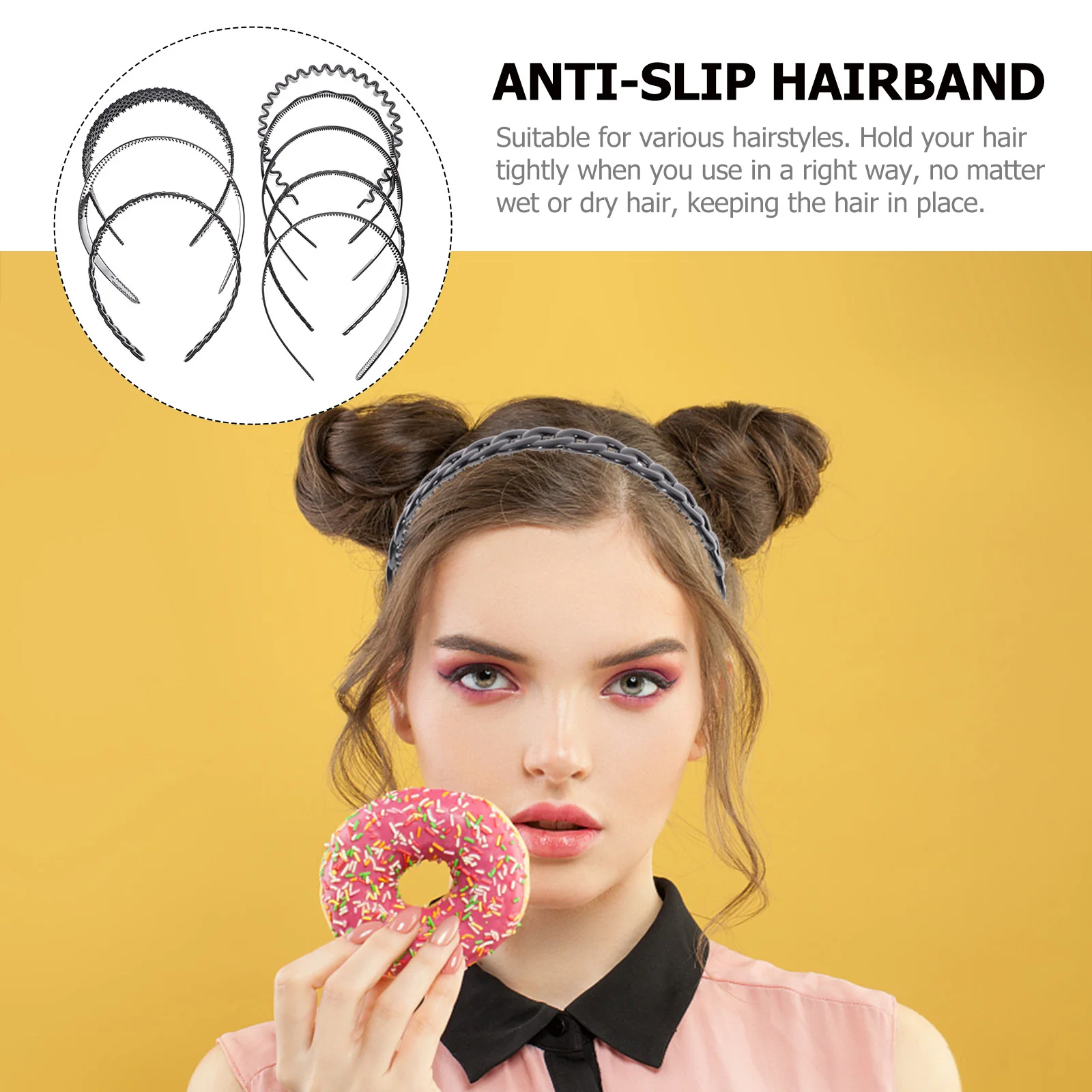 

8 Pcs Anti-slip Hairband Elastic Headbands for Women Non Athletic Metal Fashion