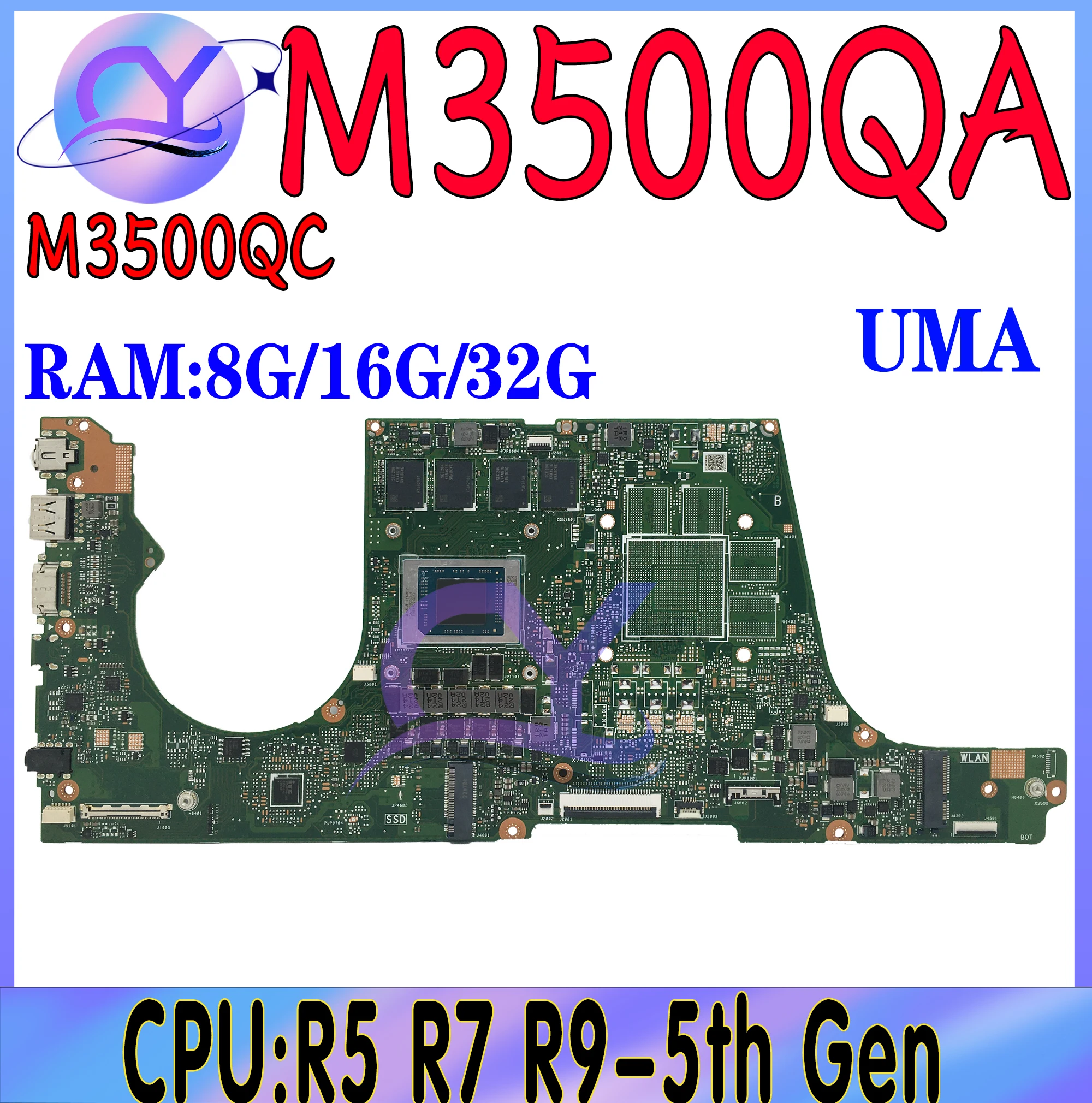 

M3500QA Laptop Motherboard For ASUS Vivobook M3401QA M3401QC M7400QC M7600Q M7600QE M3500QC Mainboard R5 R7 R9 100% Working