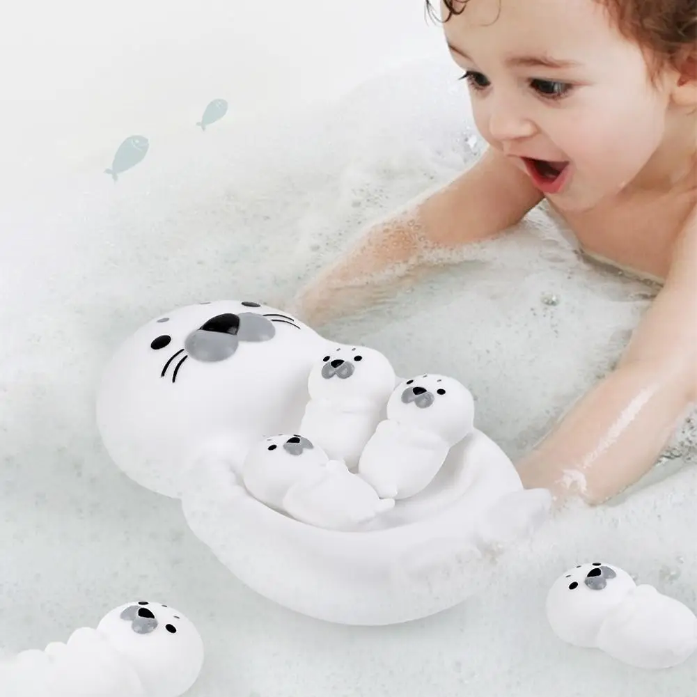 

Bath Toy Floating Boats Lovely Otter Design Finger Puppets for Children Interactive Floating Squeeze Toy Gift Parent-Child J5Y3