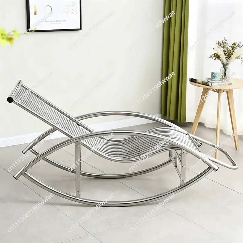 304 anti-drop stainless steel rocking chair recliner balcony home leisure boss lazy summer cool rattan chair