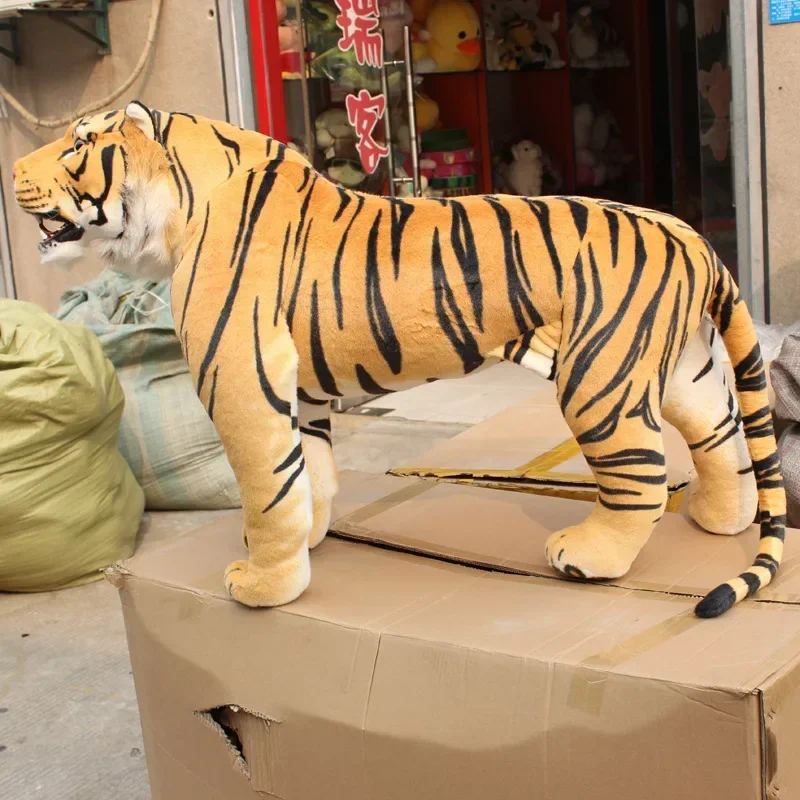 1.2m Cool Standing Siberian tiger Simulated Animals decor Steel frame can ride Photography prop Children Plush doll Stuffed toys