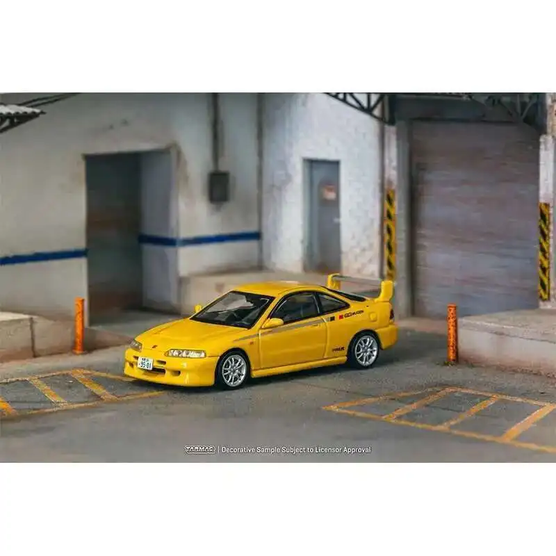 TW متوفر 1:64 Honda Integra TYPE R DC2 MUGEN ضوء الشمس الأصفر دييكاست نموذج سيارة مجموعة اللعب Tarmac Works