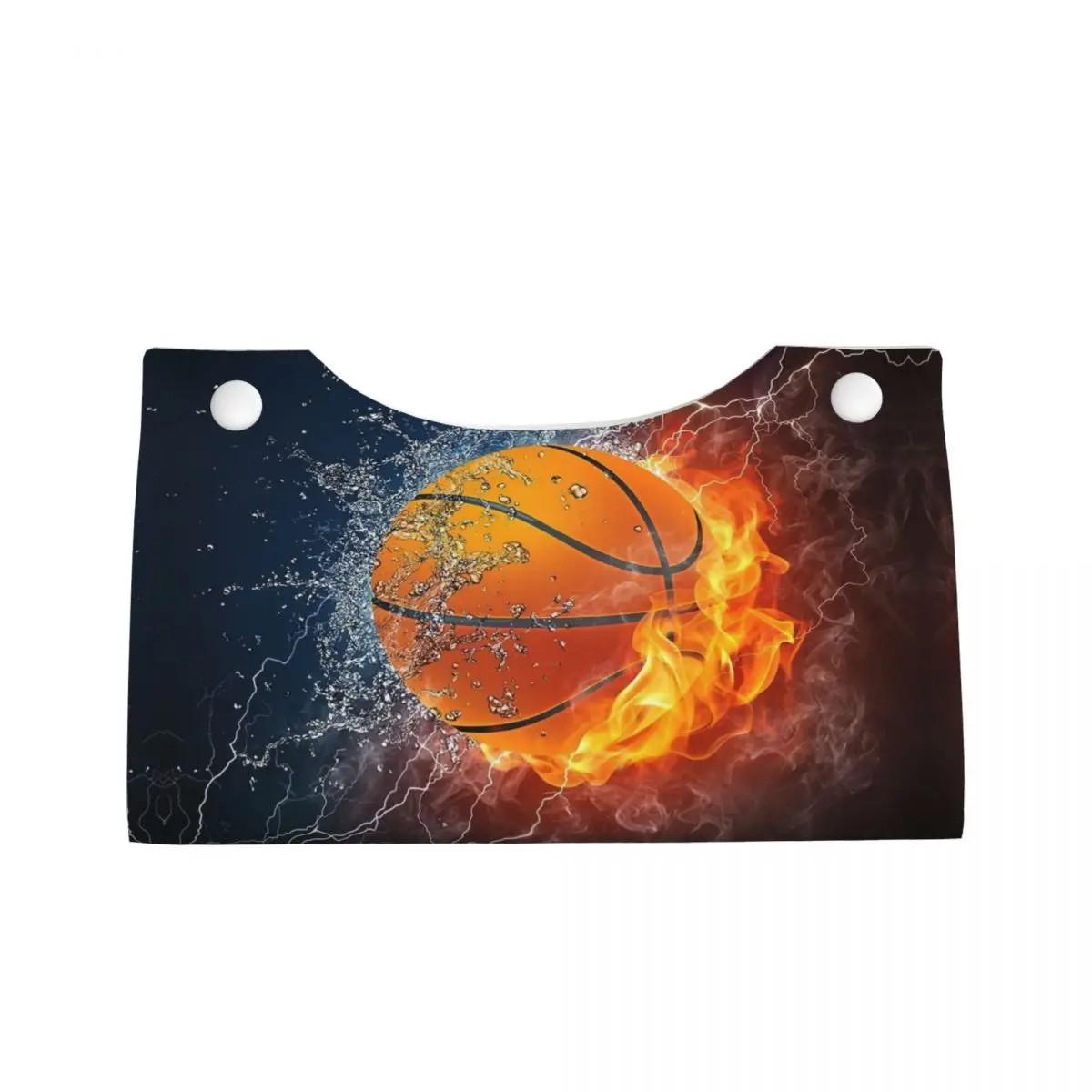 Custom Basketball Ice And Fire Tissue Box Cover Rectangular PU Leather Sport Player Facial Tissue Box Holder for Bathroom Office