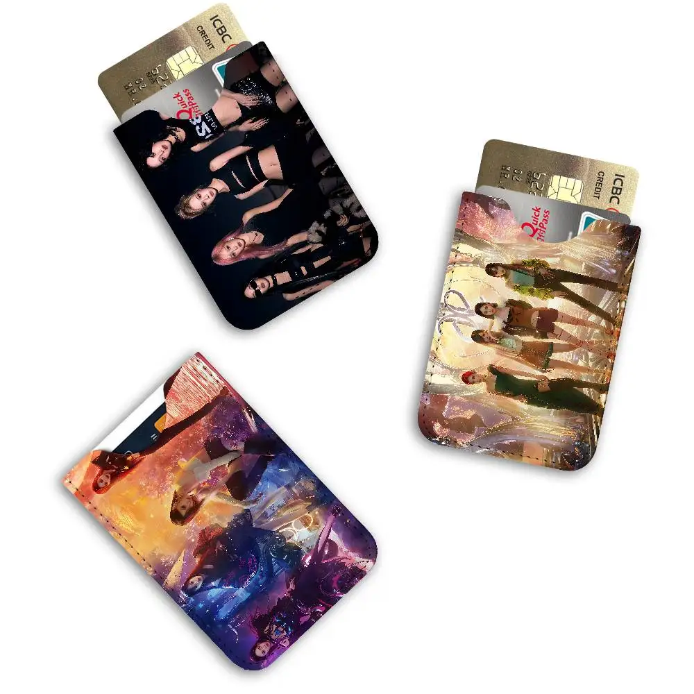 Kpop Group A-Aespas Men Women Universal PU Leather Business Card Holder ID Credit Card Organizer Pocket Size Card Case