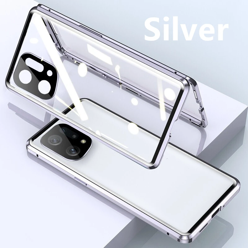 

Double Sided Tempered Glass Magnetic Metal Bumper Phone Case For Realme GT 6T 7 Pro Cover Cases Full Camera Lens Protection
