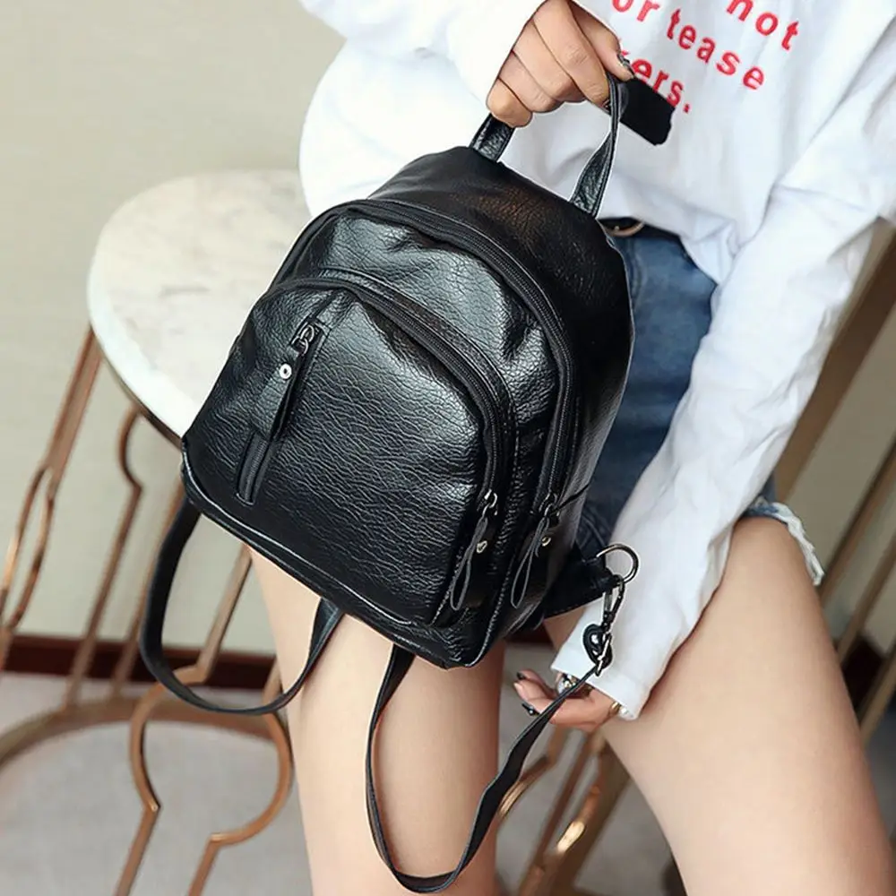 High Quality Large Capacity Travel PU Leather Shoulder Bag Anti-theft Women Backpack