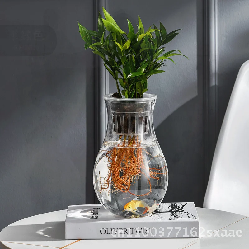 

Прозрачный пластиковый небольшой аквариум, гидропонная ваза, контейнер для водных растений, настольный цветочный горшок с корзиной для зеленой розы