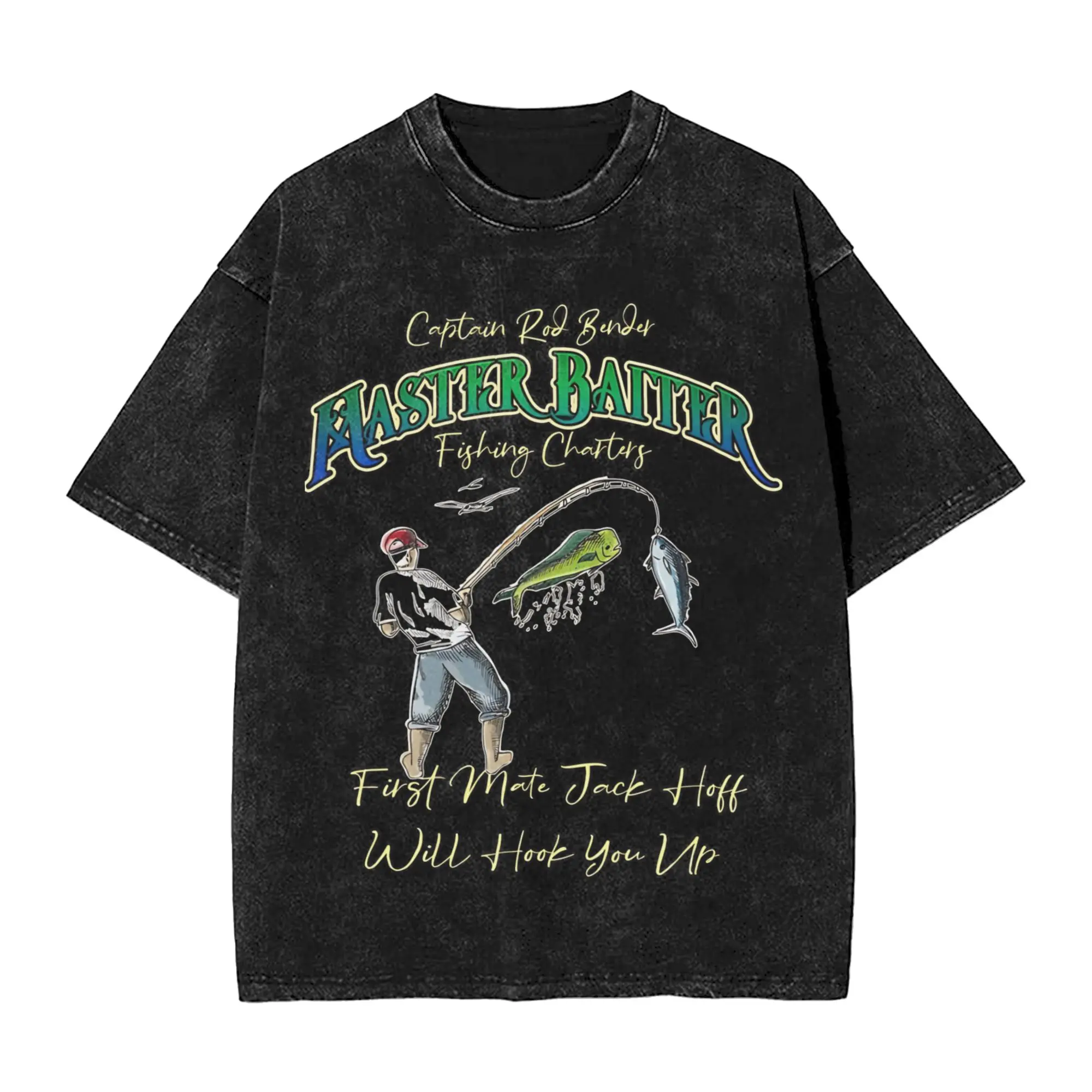 Master Baiter Funny Fishing  Washed T Shirt Streetwear Hip Hop Novelty T-Shirts  Tees Tops for Men Women 100% Cotton Oversize