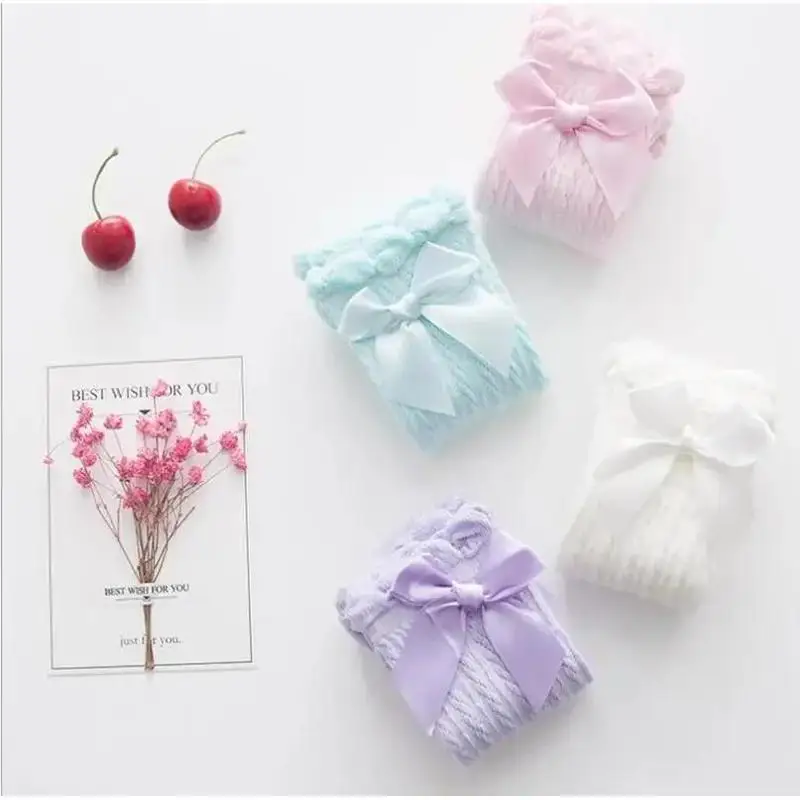 Children's Leg Warm Socks Bowknot Bubble Mouth High Tube Knee High Thin Section No Heel Pods Baby Clothing Accessories Gifts
