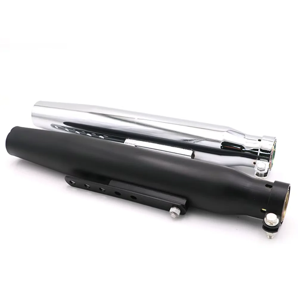 

Black Silver Universal Motorcycle Cafe Racer Exhaust Pipe with Sliding Bracket Muffler Silencer For Harley Cafe Racer Custom