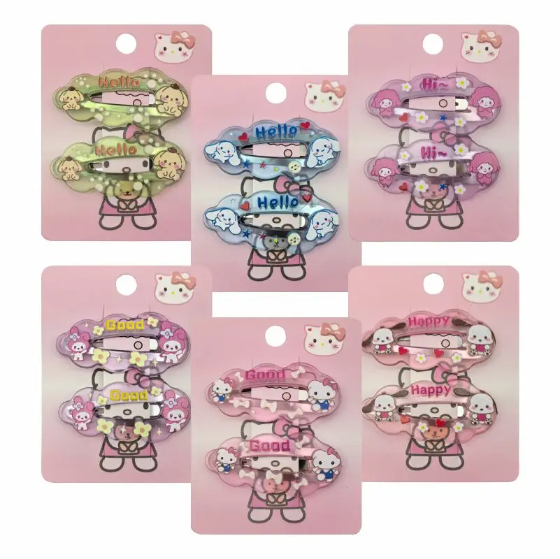 

Sanrio Hello Kitty Cinnamoroll Kuromi Cartoon BB Hair Clip Side clamp fixing clamp Girl Hairpins Headdress Hair Bangs Side clip