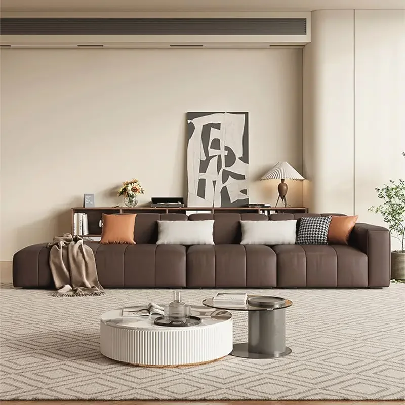 Italian minimalist leather sofa