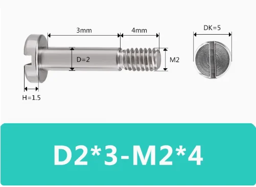 1pcs D2-M2, D2.5-M1.6, D2.5-M2.5, D3-M3 One-word Slot Plug Screw National Standard Half-tooth Polished Rod Screw