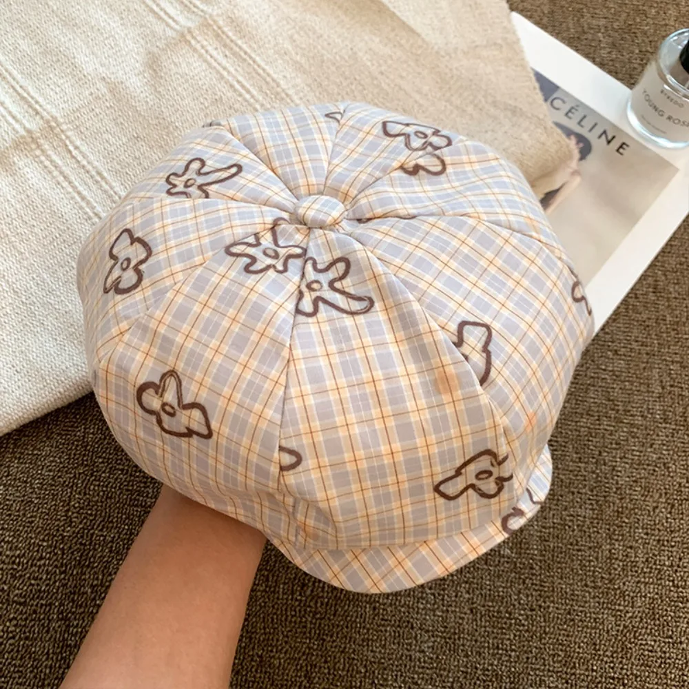 

Newsboy Cap Sweet Flower Beret British Style Casual Octagonal Hat Artist Hat Cartoon Y2k Painter Hat Outdoor