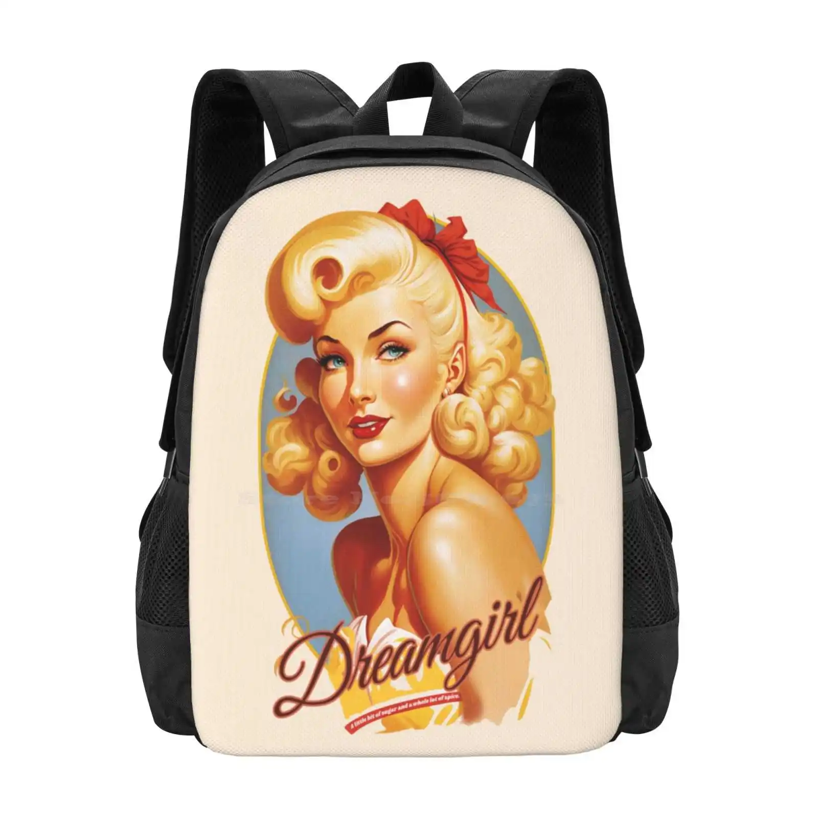 Dreamgirl Hot Sale Schoolbag Backpack Fashion Bags Vintage Retro Dream Girl Beauty Pinup Blond Gorgeous 50S Woman Cute