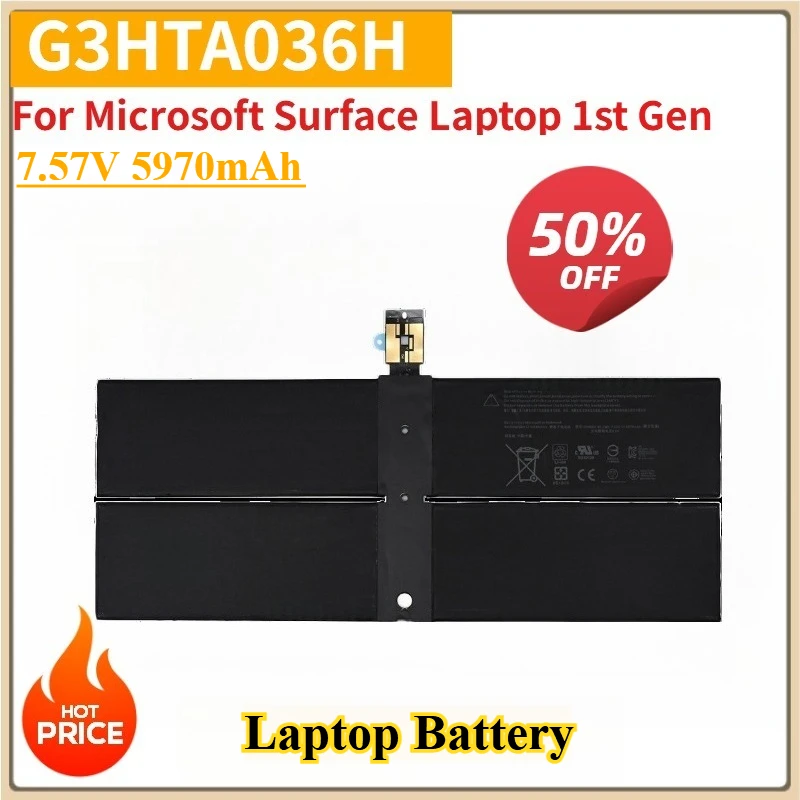 

New Replacement Laptop Battery G3HTA036H 45.2Wh 7.57V 5970mAh for Microsoft Surface Laptop 1st Gen 1769 2017