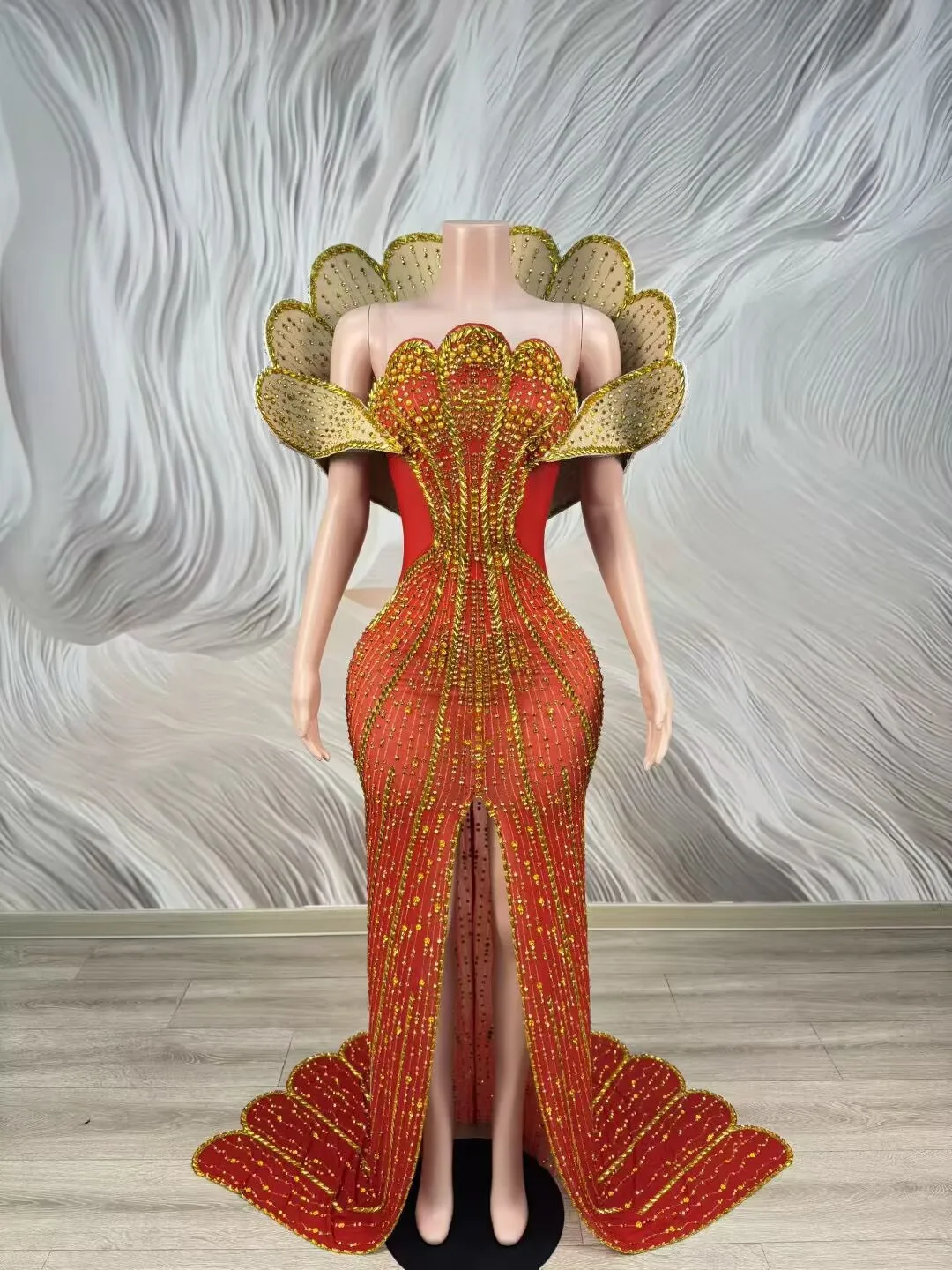 Luxury Diamond Evening Banquet Long Mermaid Dress Ladies Wedding Birthday Graduation Ceremony Dinner Gown Party Show Outfit