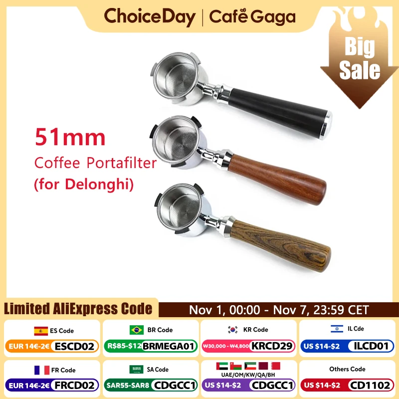 Coffee Bottomless Portafilter 51mm For Delonghi EC680 EC685 Replacement Filter Basket Espresso Machine Accessory Barista Tools