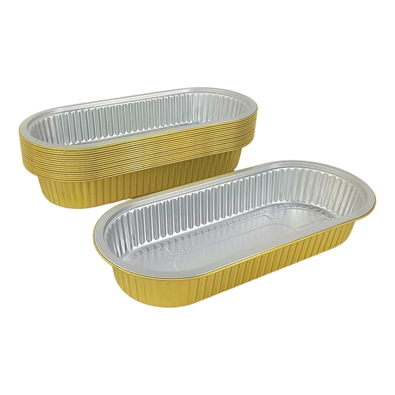 10/20/50Pcs Pack Gold Oval Fish Baking Pan Takeaway Foil Container Heavy Duty Aluminum Foil Tray Heat Resistant Food Box 1705ml