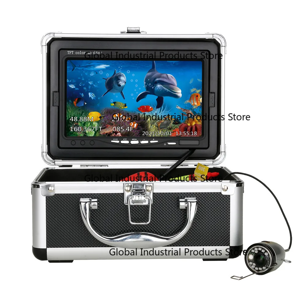 7 Inch Underwater Fishing Camera 50m DVR Recorder with Depth Temperature Display 12pcs LED Lamp Sea Fishing Equipment