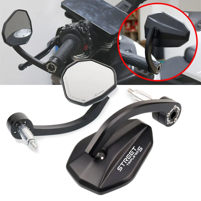 Passend für Street Triple 675 765 Street Triple R/S Speed Triple Street 675 1050 Motorrad 7/8 Zoll 22mm Lenkerenden-Rückspiegel