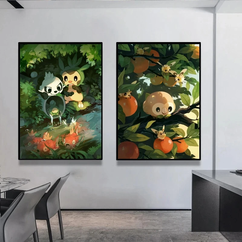 

Canvas Artwork Painting Pokemon Pancham Room Home Children Gifts Poster Toys Wall Decoration Cartoon Character Picture