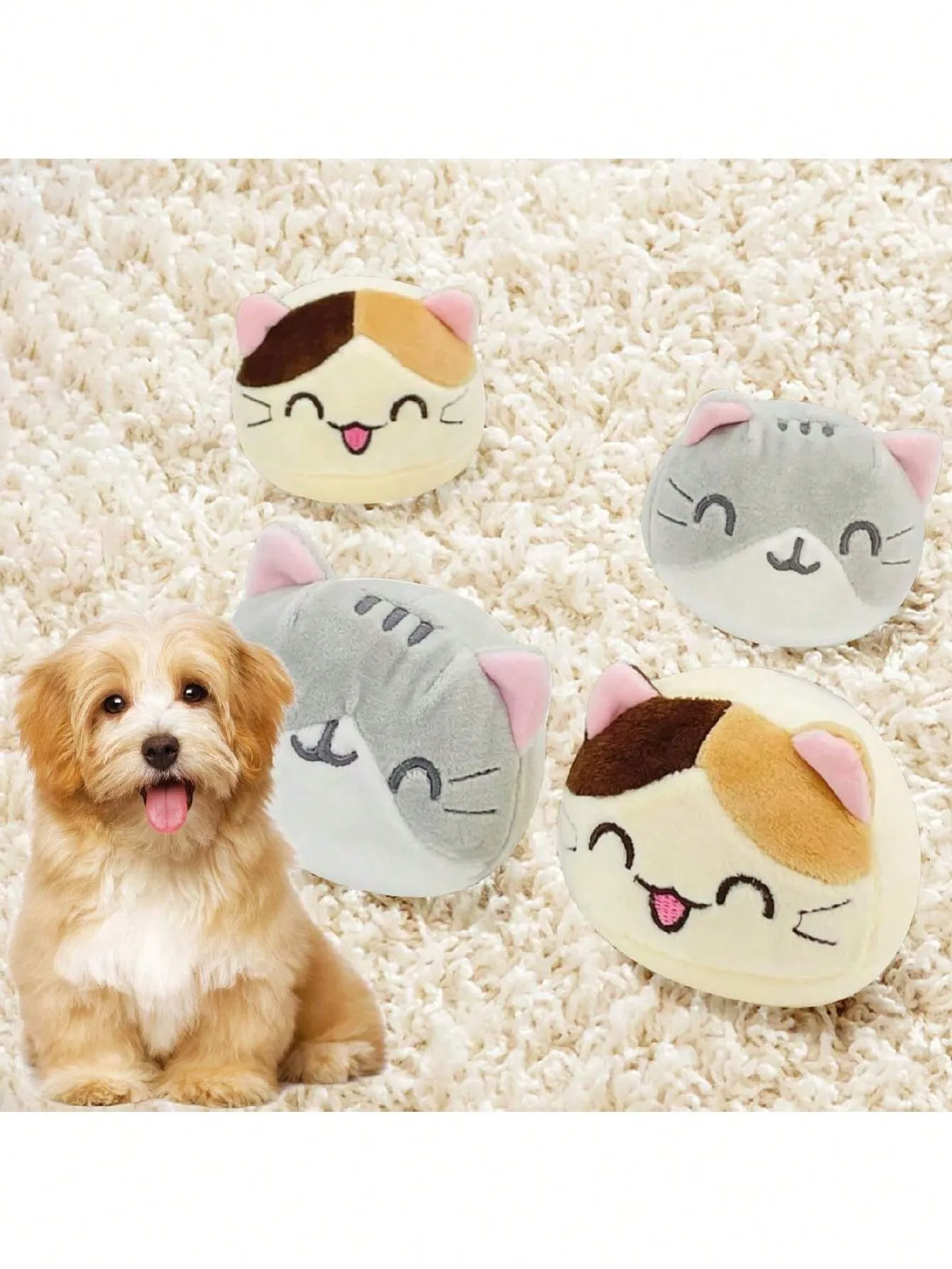8 Stück flauschige Plüsch-Katzenkissen – weiche Stofftierpuppen, niedliche dekorative Kissen für Sofa, Bett, Stuhl, abnehmbar – Detail 5