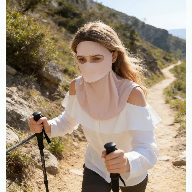 Drinking Water Sunscreen Mask, Facial Gini Long Neck Protection Integrated Women's UV Protection Outdoor Breathable Mask