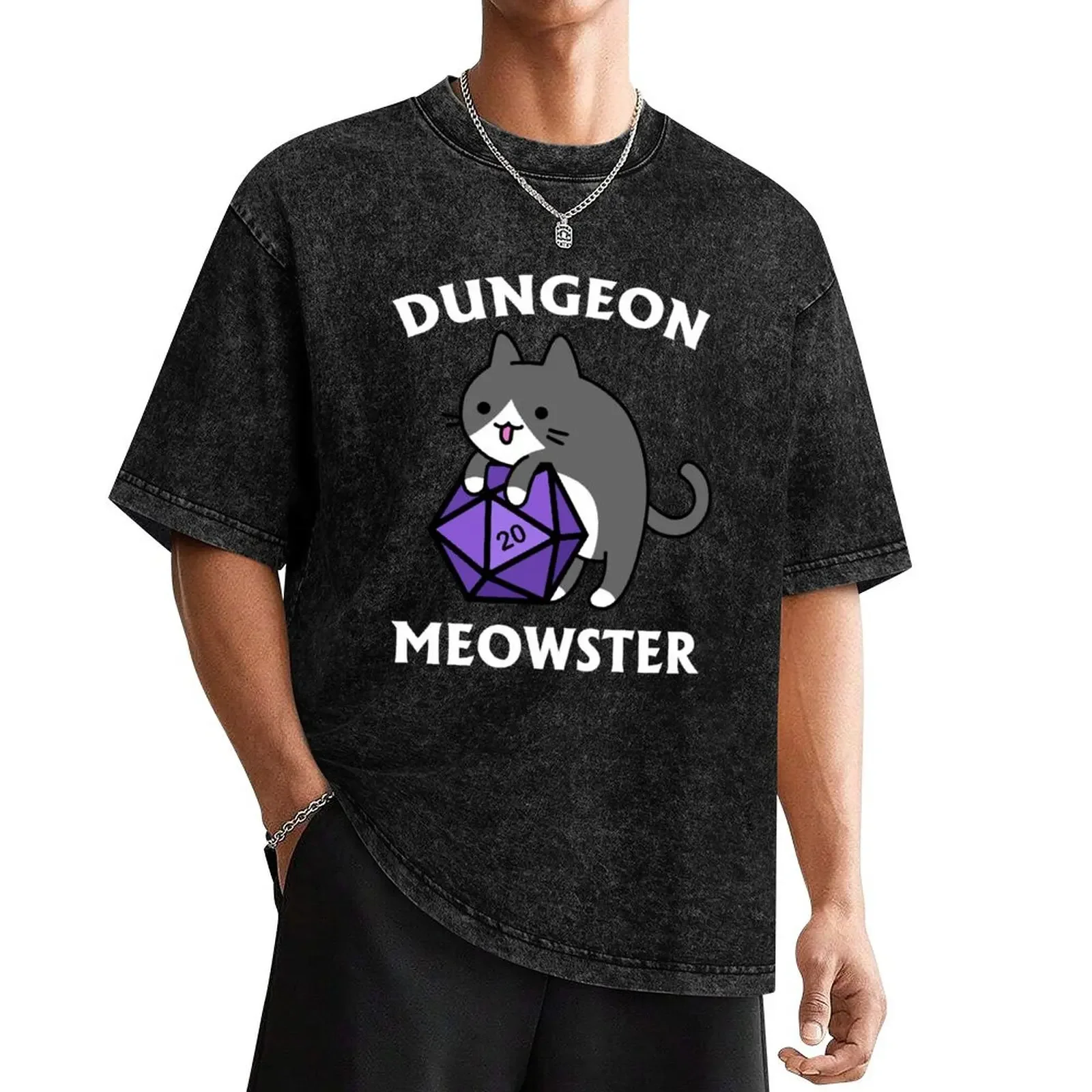 

Dungeon Meowster Tuxedo Cat with D20 T-Shirt summer top summer tops vintage anime shirt kawaii clothes mens fashion