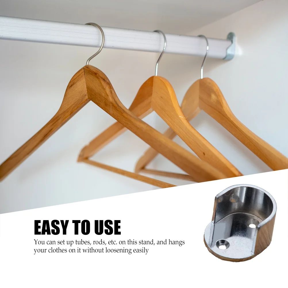 

Zinc Alloy Closet Rod Bracket Wall Mounted U Shaped Support for Hanging Rods Sturdy Flange Holder Easy Install No Tools Needed