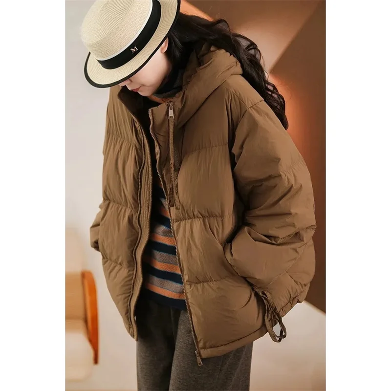 Down Cotton Jackets Women\'s Short Coat 2023 New Korean Loose Oversized Thick Jacket Fashion Hooded Popular Cotton Jacket trend