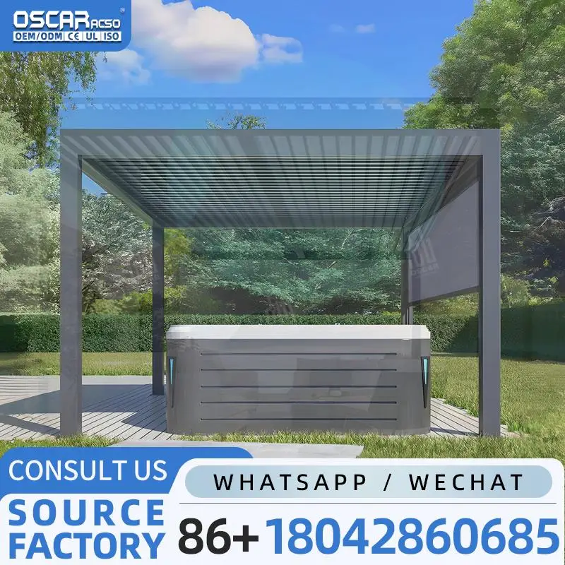 Weatherproof Aluminium Outdoor Gazebo With Hidden Motor for Garden Patio Beach pergola
