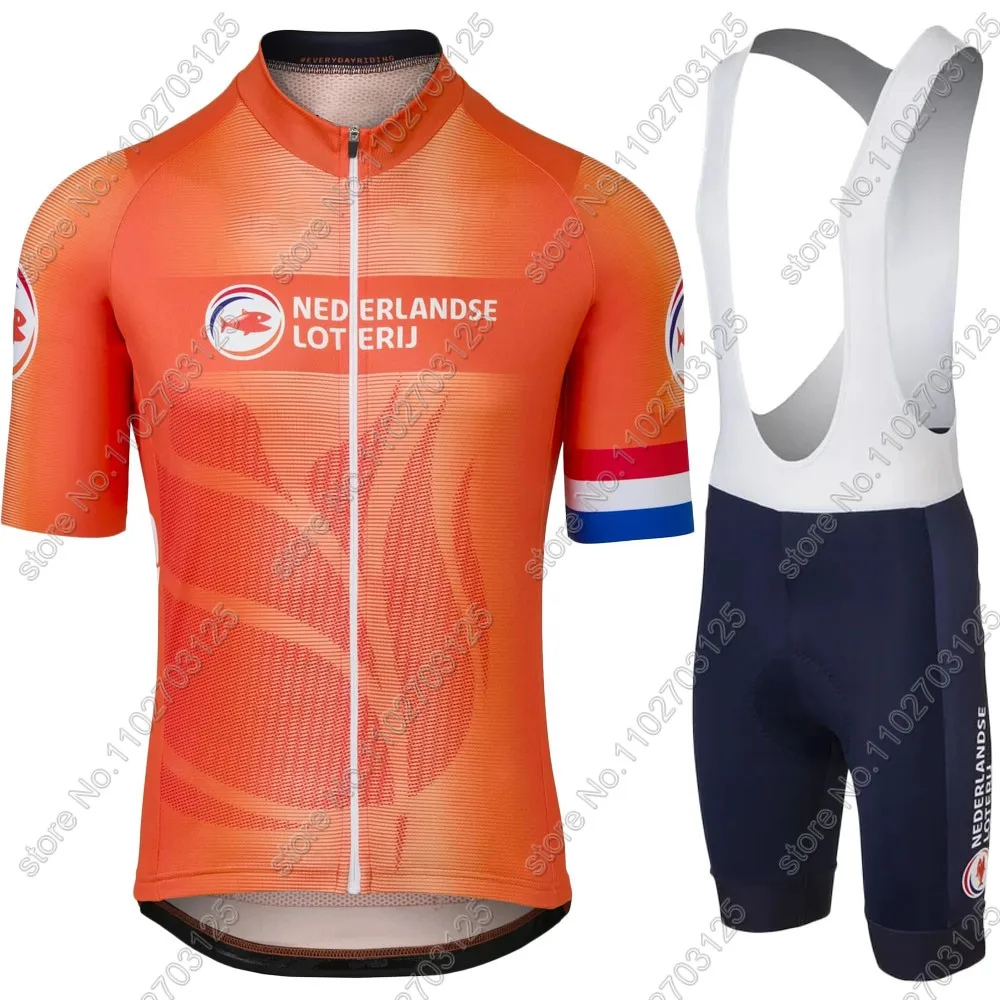 Netherlands National Team 2024 Cycling Jersey Set Dutch World Champion Cycling Clothing Road Bike Shirts Suit Bib Shorts MTB