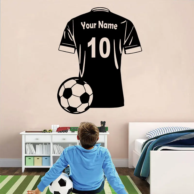 

Personalizable Name Football Jersey Wall Sticker Soccer Athletic Sports Game Kids Room Bedroom Decorative Art Wall Decal Gift 10