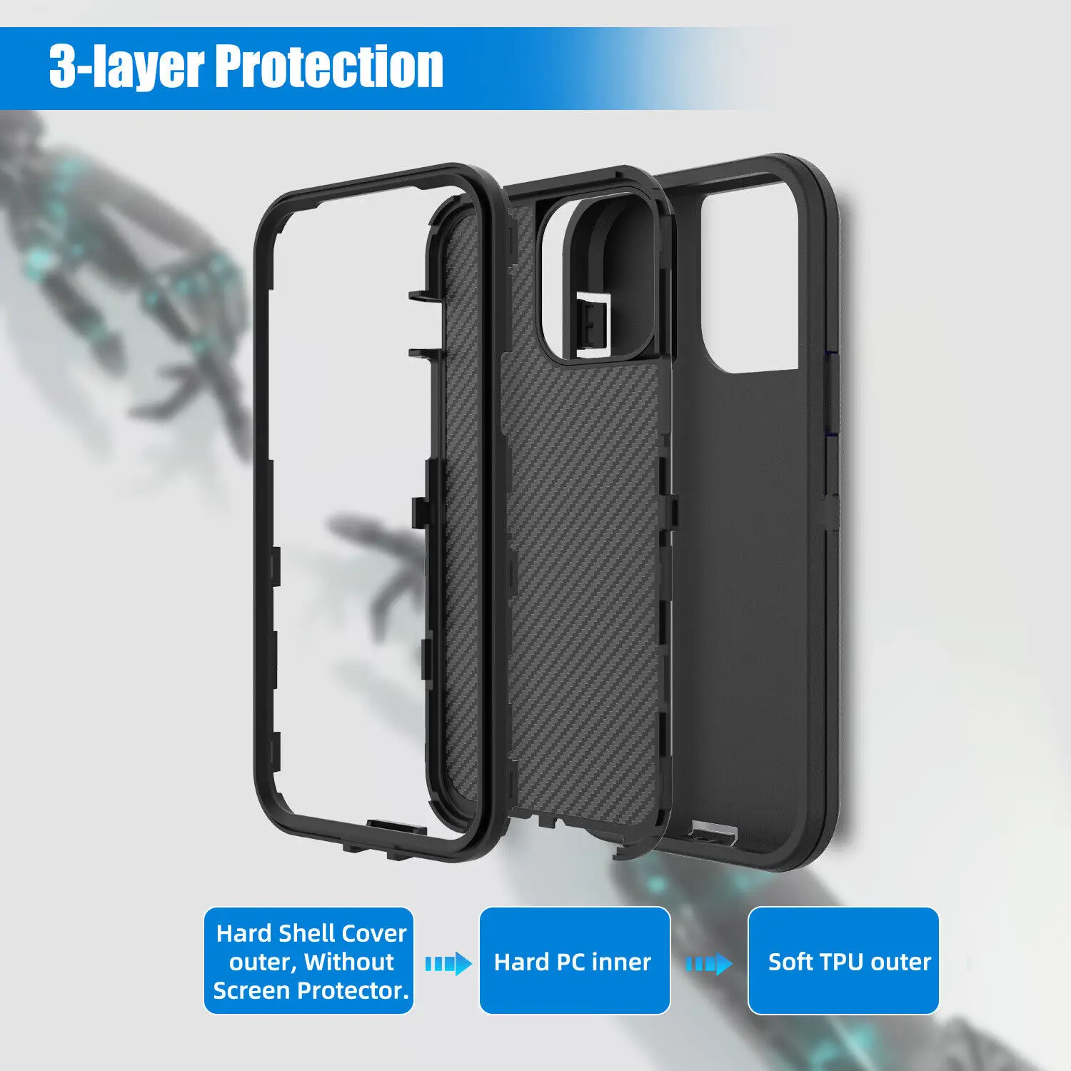 Para iphone 17 air caso resistente à prova de choque defender duro iphone 11 12 13 14 15 pro max 16e capa
