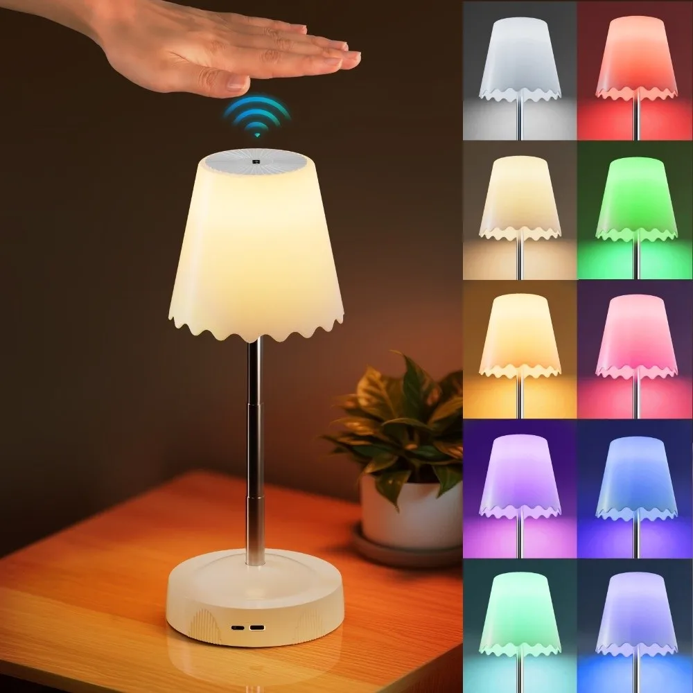 Rechargeable RGB LED Night Lamp Creative Adjustable Room Bedside Lamp Gesture Control Home Decor Atmosphere Light Birthday Gift