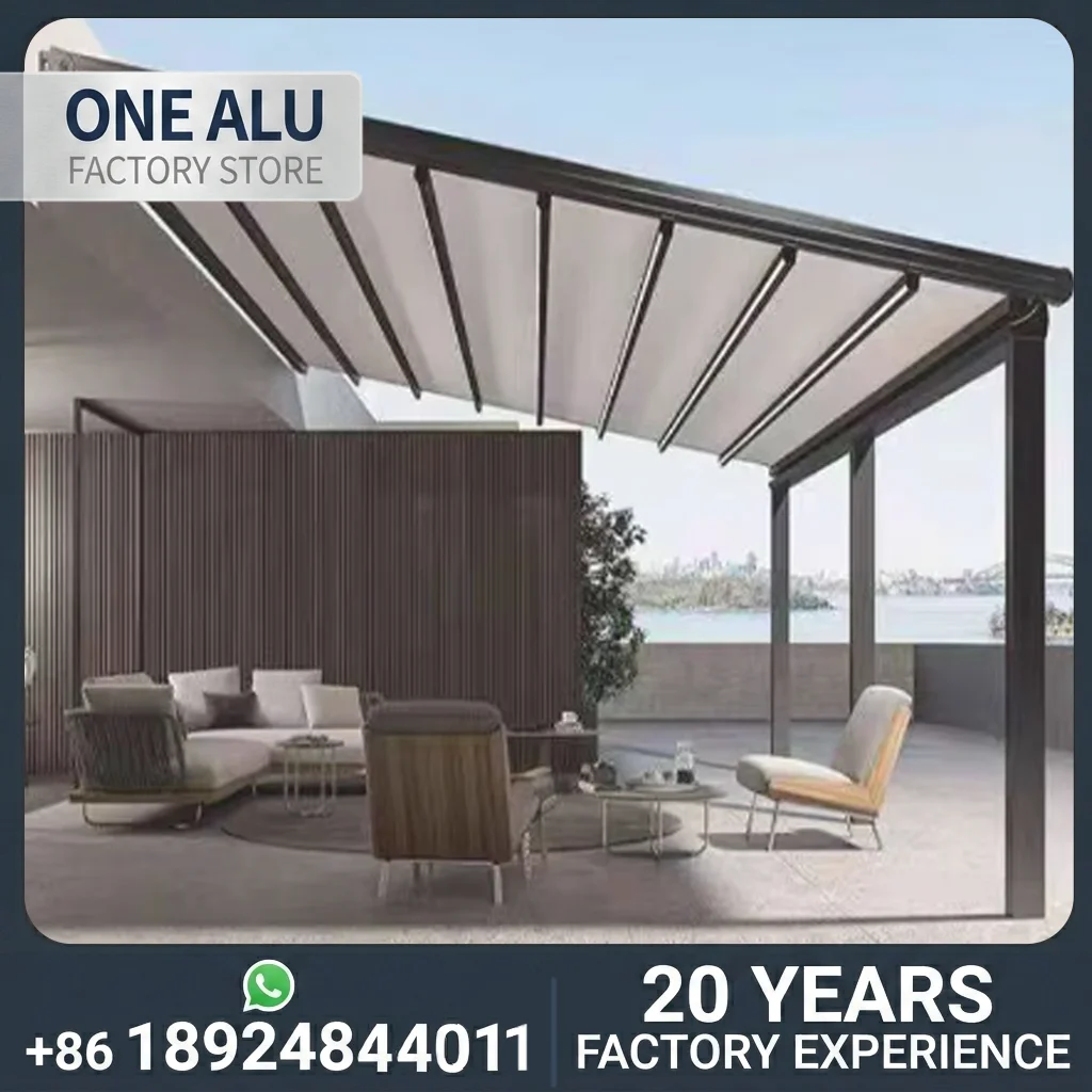 Outdoor Retractable Awning with UV Protection Folding Design for Patio Balcony Terrace