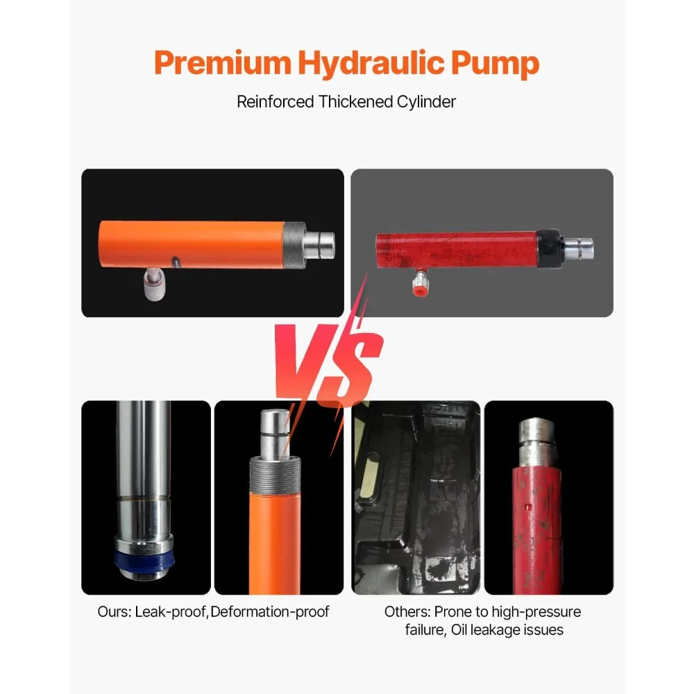 Dongkrak Hidrolik Portabel dengan Kapasitas 20 Ton, Selang Oli 4,6 kaki, dan Perlengkapan Lengkap untuk Perbaikan Rangka Mobil