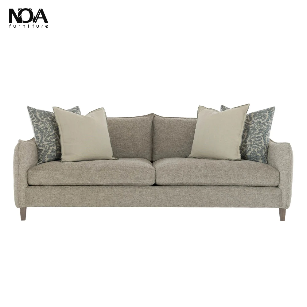 Modern style reclining villa small apartment fabric double sofa sponge filling living room combination set upholstered modular