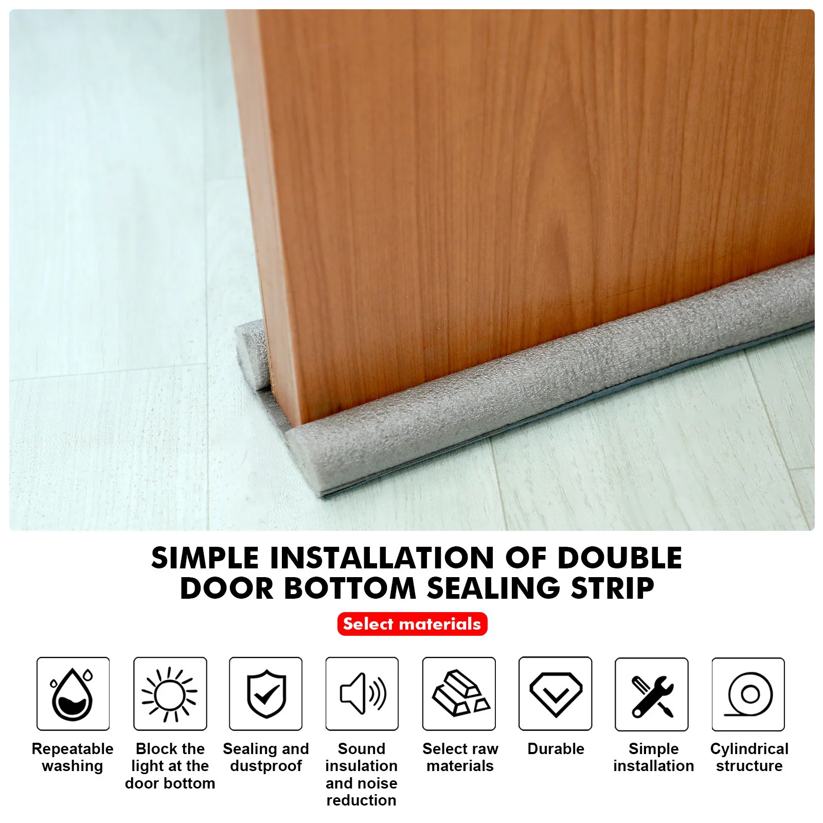 Windproof Seal Strip Draught Excluder Stopper Door Bottom Guard Double Acoustic Foam Sealing Strip Dustproof Soundproof Strips