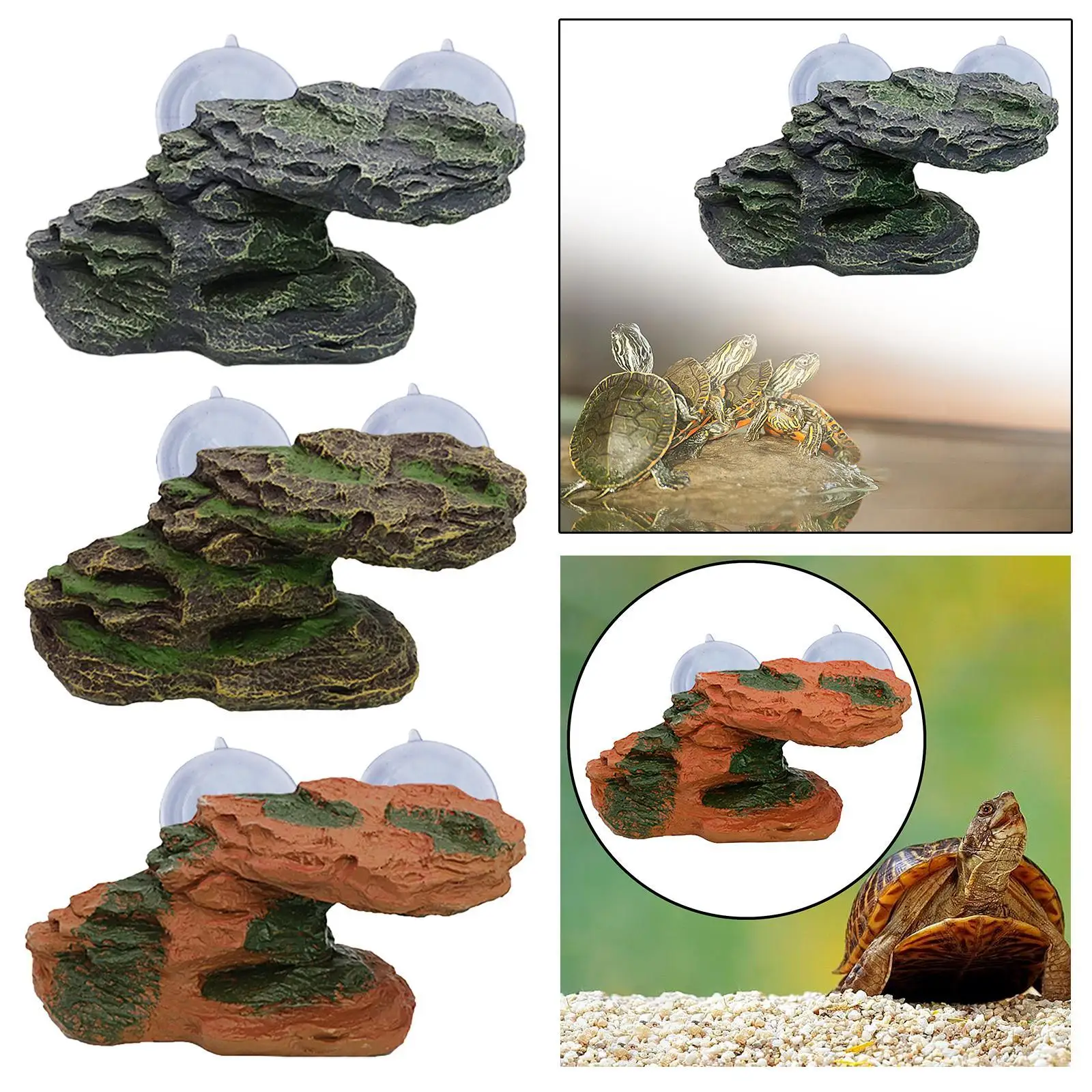 Tortoise Climbing Step Ledge Realistic Rock Resting Terrace for Turtle Habitat Accessories in Aquariums