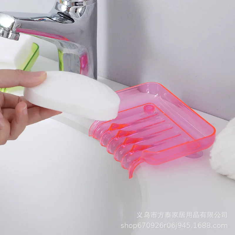 Waterfall Soap Dish Plastic Bathroom Accessories Suction Antiskid Kitchen Shower Sponge Soap Holder Portable Storage Soap Dishes