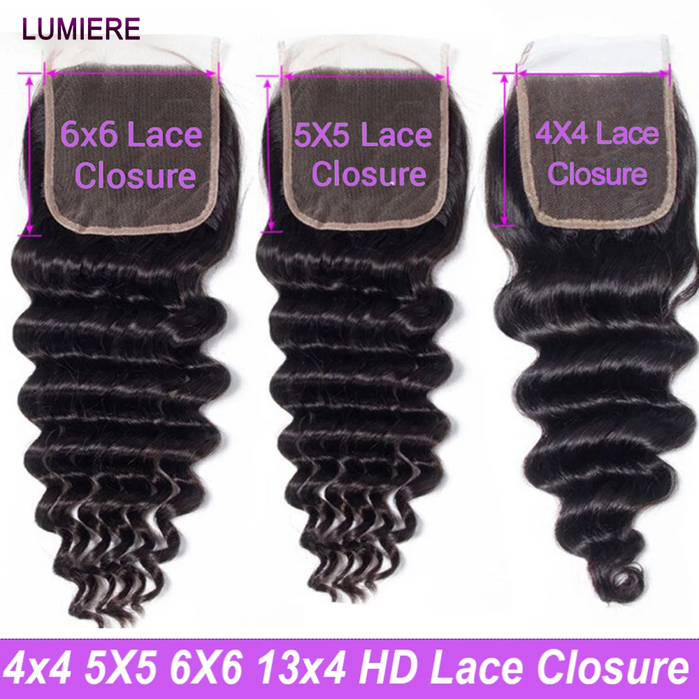 8-24” 5x5 6x6 100% Real HD Transparent Lace Closure Only Raw Virgin Loose Deep Wave 13X4 HD Lace Frontal Closure Only Wholesale