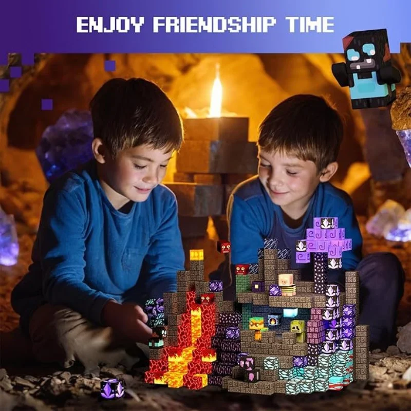 100 pezzi magnetici blocchi di costruzione fai da te gioco grotta architettura assemblaggio blocchi impilabili giocattoli sensoriali STEM set regalo di compleanno