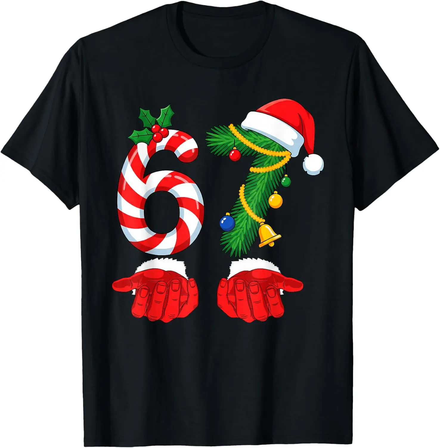 67 Christmas 6 7 Meme Pajamas For Kids Women Men Six Seven T-Shirt Summer Short-Sleeved Breathable Sweat-Wicking Versatile