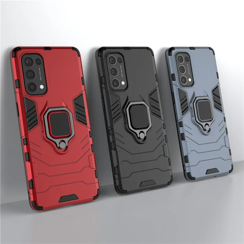 For OPPO Reno 4 5 Pro Realme 7 7i C17 V11 Case Shockproof Armor Magnetic Ring Stand Car Holder Phone Cover For Find X2 X3 Lite