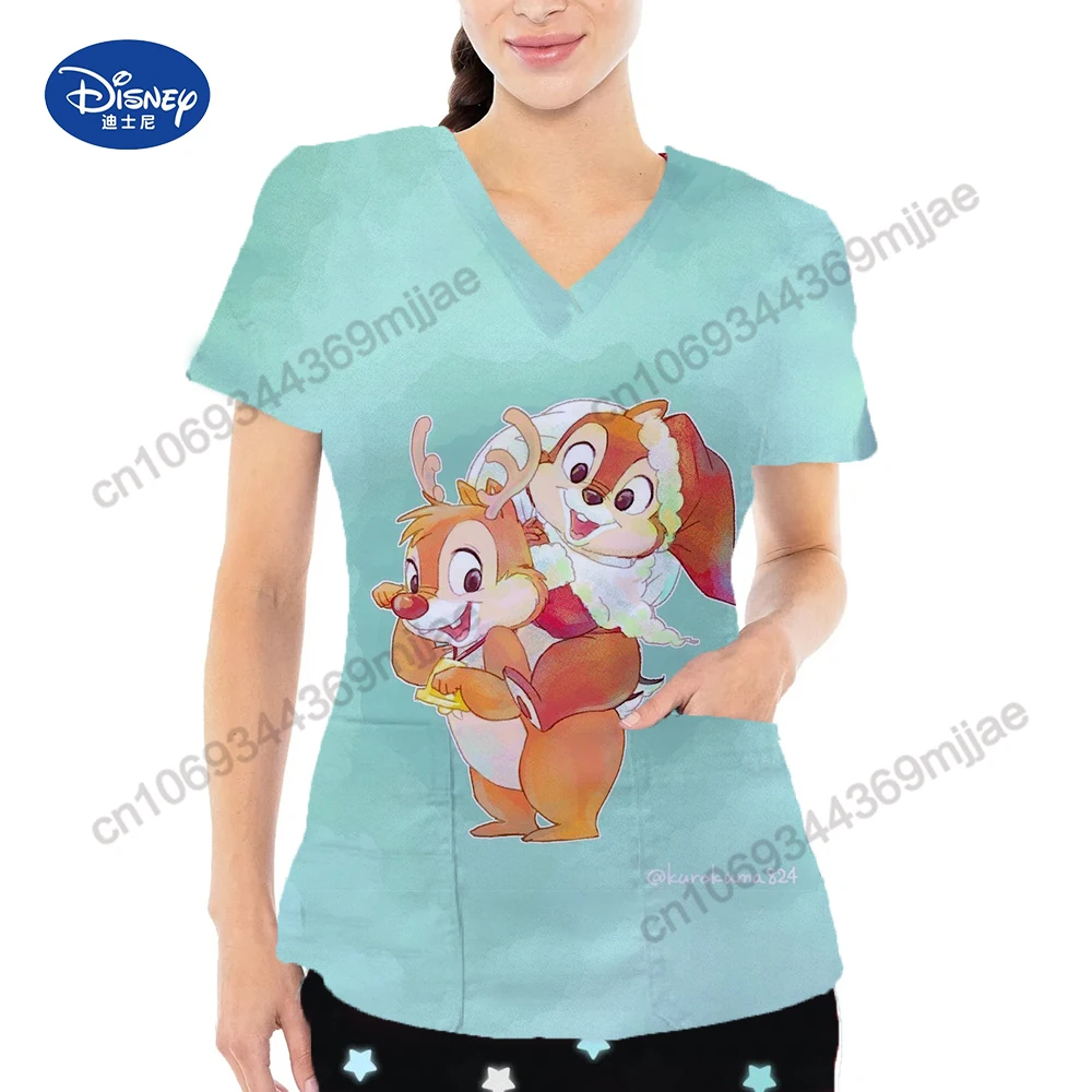 

Disney Woman Clothes Nurse Uniform Traf 2023 Woman Pocket One Pieces Short Sleeve Tee Shirt Vintage T Shirts Y2k Top Women Yk2