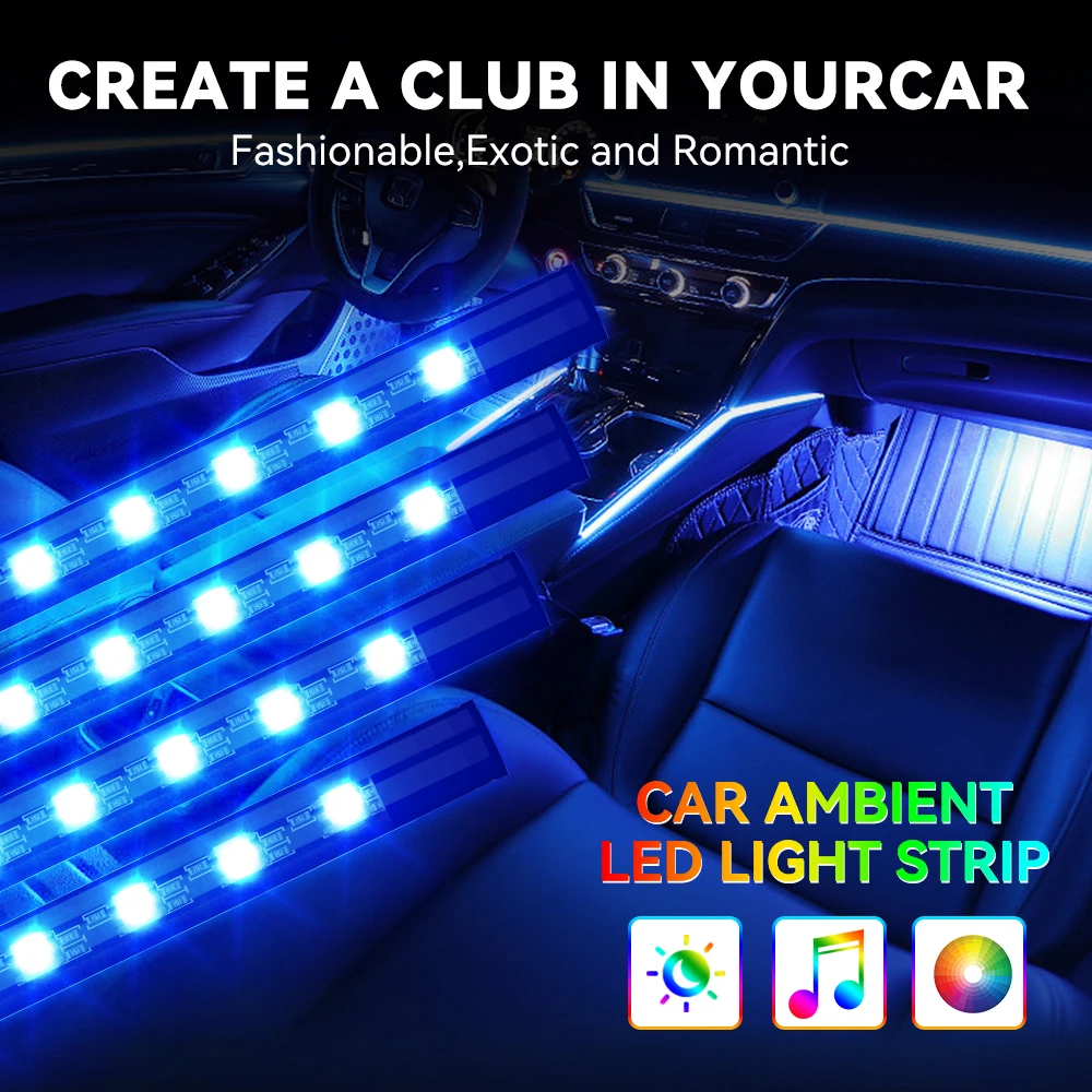 Car Interior Led Strip Lights for Auto RGB Light Kit with APP/Remote Control Environmental Lights Car Interior Decorations Light image 4